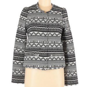 Harlowe & Graham Boho Aztec Pattern Zip Up Jacket